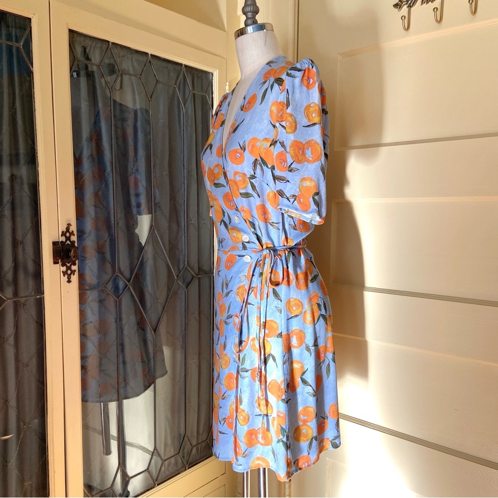 $230 Rouje Gabinette Wrap Button Dress in Clementine - Picture 6 of 10
